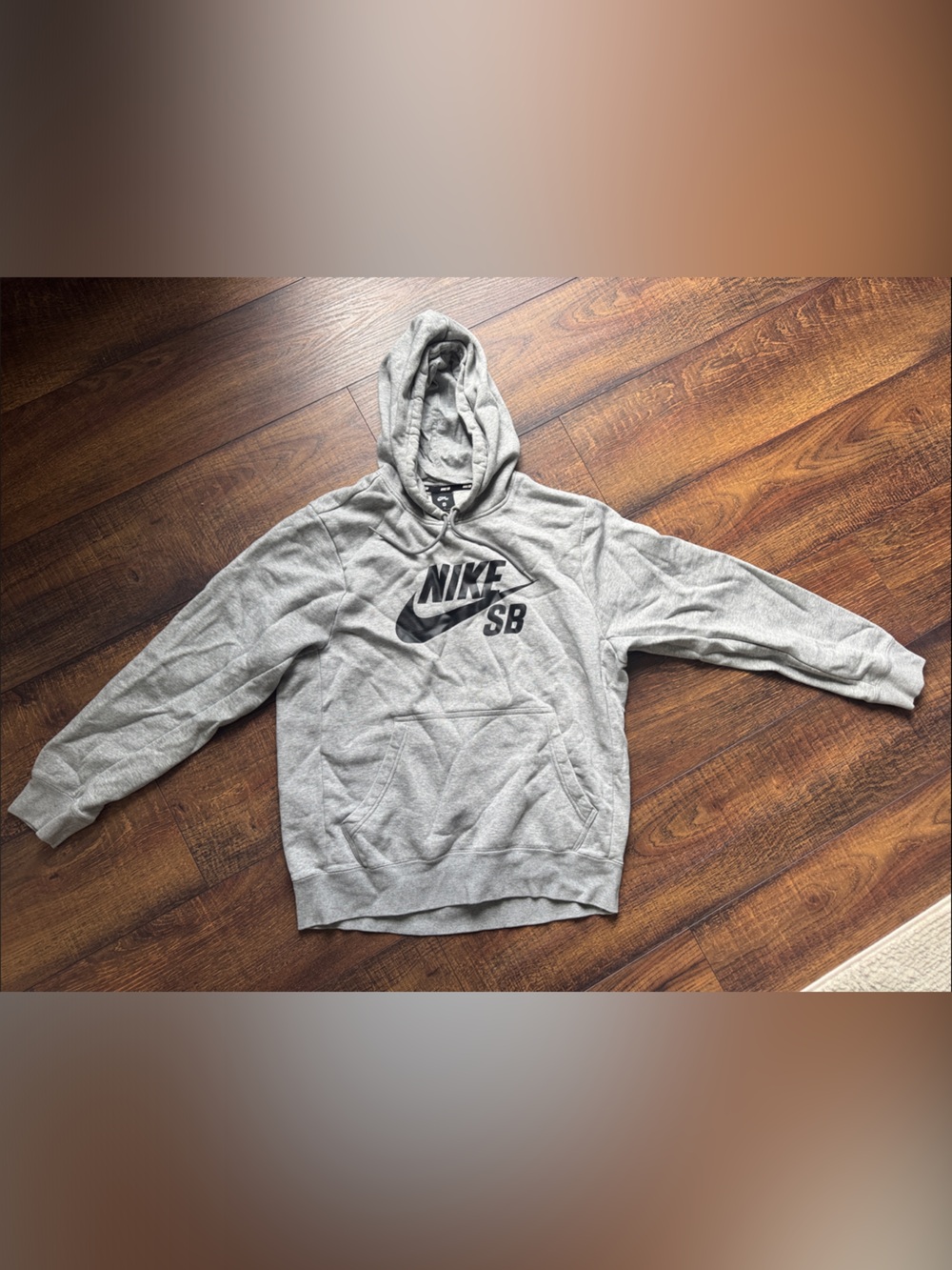 Nike Gray SB Pullover Hoodie with Black Logo